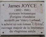 James Joyce memorial plaque, Paris [Attr: author: Monceau, creative commons]