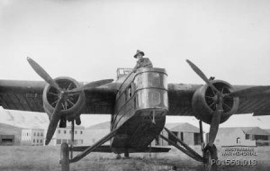 An Australian soldier stands in the cockpit of a captured Vichy French Marcel Bloch bomber, Rayak, Syria 1941 [Public domain, Australian War Memorial]