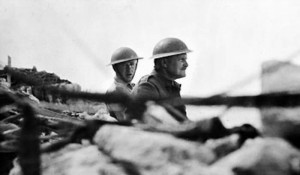 Lieutenant-General Bernard Freyberg looks out from his dug-out during the Battle of Crete, May 1941