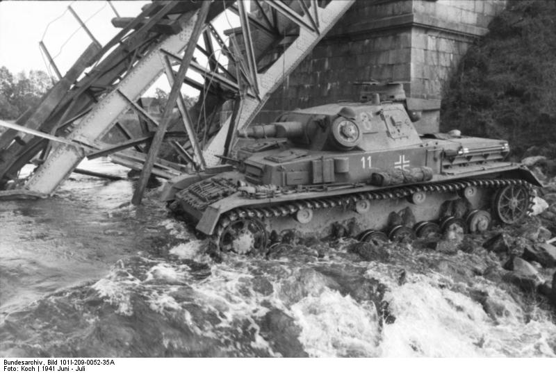 One of the 8th Panzer Division's Panzer IVs negotiates a river crossing during Operation Barbarossa, June 1941