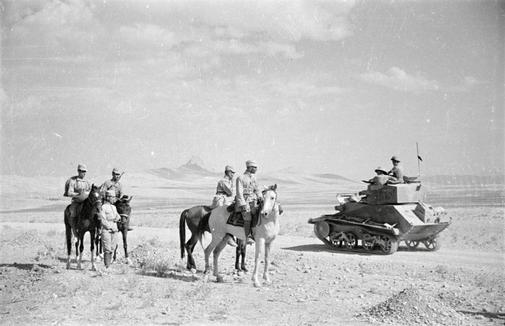 Soviet and British troops meet in the Iranian desert, August 1941 [Public domain, wiki]