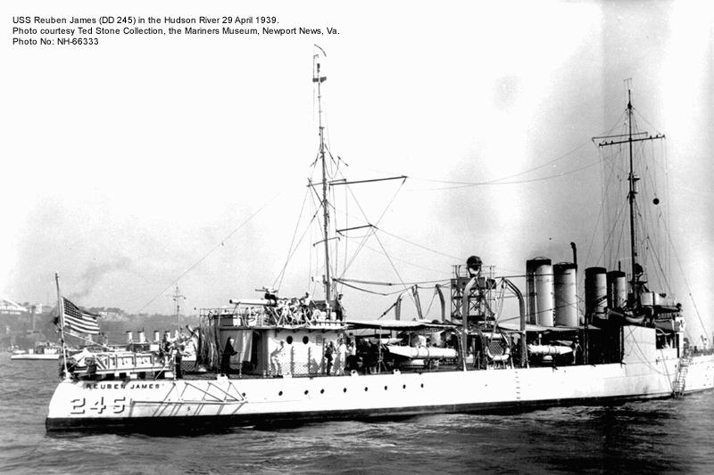 USS Reuben James in the Hudson River, 1939 [Public domain, wiki]