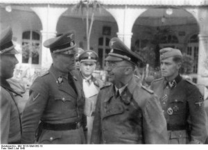 Heinrich Himmler with Waffen-SS officers, Hotel Brasseur, Luxembourg 1940 [Bundesarchiv Bild 101lll-Weill-062-18/ Weill /CC-BY-SA]
