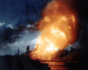 USS Arizona ablaze in Pearl Harbor, 7 December 1941 [Public domain, wiki]