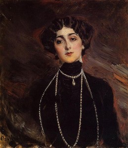 Italian opera singer Lina Cavalieri (1874--1944), painted by artist Giovanni Boldini (1842--1931) [Public domain]