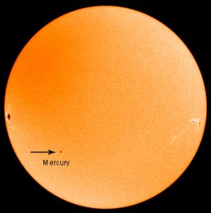 Transit of Mercury that occurred ten years ago, 9 November 2006 [Public domain, NASA]