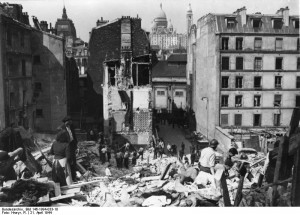 Distant view of Sacré Coeur from a Paris neighbourhood that had been hit during the Allied air raid of 21 April 1944 [Bundesarchiv Bild 146 1994-033-18]