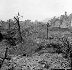 Ruins of Monte Cassino after the bombing [Public domain]